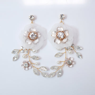 Swarovski Flower Petals Crystal, Rhinestone Earrings, Long Bridal Jewelry Bridal Earrings Crystal Bridal Earrings Statement Earrings Cz